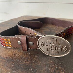 PENDLETON Chief Joseph Buckle + PEYOTE BIRD Western Belt size 39